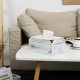 Distressed Wooden Rustic Facial Tissue Box Holder Tissue Box Cover Napkin Dispenser for bathroom Living room dining room bedroom toilet (Washed white) VERGOODR