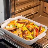 Baking Dish for Oven Casserole Dishes Bakeware Set With Ramekin Ceramic Lasagna Pan 9×12.8 Inch Large Deep Baking Dishes Rectangular Non-Stick Baking Pans for Kitchen Baking and Roasting White RUYOLIKS