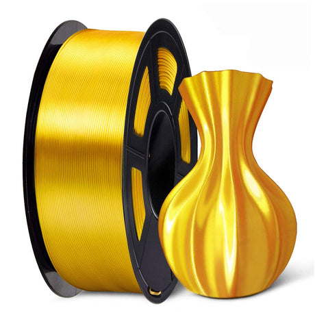 SUNLU Silk PLA Filament 1.75mm, Neatly Wound Shiny PLA 3D Printer Filament, Dimensional Accuracy +/- 0.02mm, Fit Most 3D Printers, Good Vacuum Packaging, 1kg Spool(2.2lbs), 330 Meters, Silky Gold SUNLU