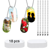 18 pcs Sublimation Dog Tags Blanks,Sublimation Necklace Blank Metal Sublimation Tag Pendants Double Sided Blank Sublimation Tags,Dog tag Chain Dog tag Sublimation Blank Metal LIZOIDZSM