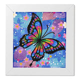 PERFECTSIGHT Cute 5D Diamond Art Kits with Wooden Frame, Kawaii DIY Painting Art for Adults, Diamond Arts and Crafts Sets, Big Gem Full Drill Diamond Dots for Women Beginners (Purple Butterfly) PERFECTSIGHT