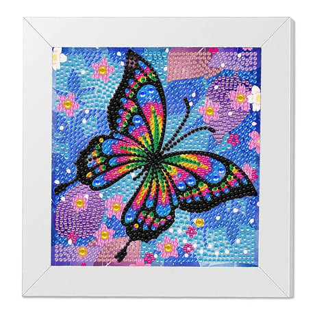 PERFECTSIGHT Cute 5D Diamond Art Kits with Wooden Frame, Kawaii DIY Painting Art for Adults, Diamond Arts and Crafts Sets, Big Gem Full Drill Diamond Dots for Women Beginners (Purple Butterfly) PERFECTSIGHT