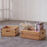 KLZLQ-XINCHEN 1 Pack Wooden Storage Bin of 16"x12"x6.25".Durable Open Solid Wood Box w/Handles.Farmhouse Container Shelf Baskets. Multipurpose Home Décor Organizer Crates for Display,Pantry,Book,CD KLZLQ-XINCHEN