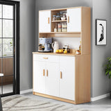 Freestanding Kitchen Pantry Cabinet, Hutch Cabinet with Storage, Tall Sideboard Buffet Cabinet with Doors and Shelves, Microwave Shelf, Wooden Coffee Bar Cabinet for Living Room, Dining Room Shulemin