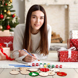 Cinnvoice 60 Pcs Wood Christmas Crafts for Adults DIY Paint Xmas Ornaments Blank Unfinished Wooden Cutouts Shapes Slices Hanging Embellishment for Christmas Tree Holiday Party Decor(Ball) Cinnvoice