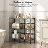 HOOBRO 3-Tier Bookcase, Tempered Glass Bookshelves, Record Storage Rack with Side Fence, Storage Shelves for Bathroom, Slim Shelving Unit for Living Room, Home Office, Black BK81CJ01 HOOBRO