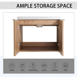 60" Floating Double Sink Bathroom Vanity Brown Wall Mount Bathroom Vanity Cabinet with Sink Combo, 60-Inch Bathroom Vanities Set with Open Storage Shelf & 2 Side Cabinet & 2 24in Bathroom Vanities Henf