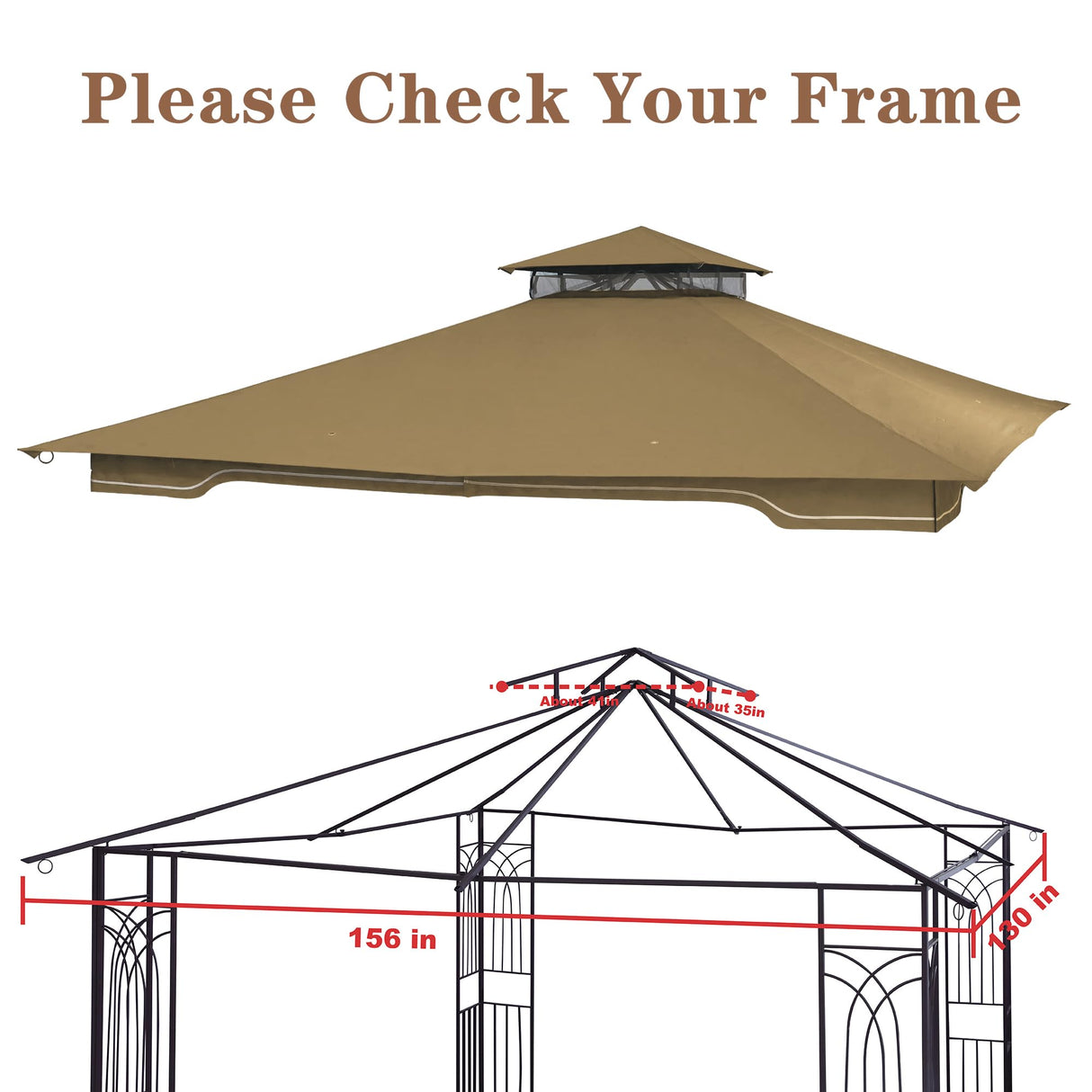 SCOCANOPY Replacement Gazebo Canopy for 10 x 12 Regency II Patio Gazebo Model L-GZ798PST,A101004104,A101004105 (Beige) SCOCANOPY