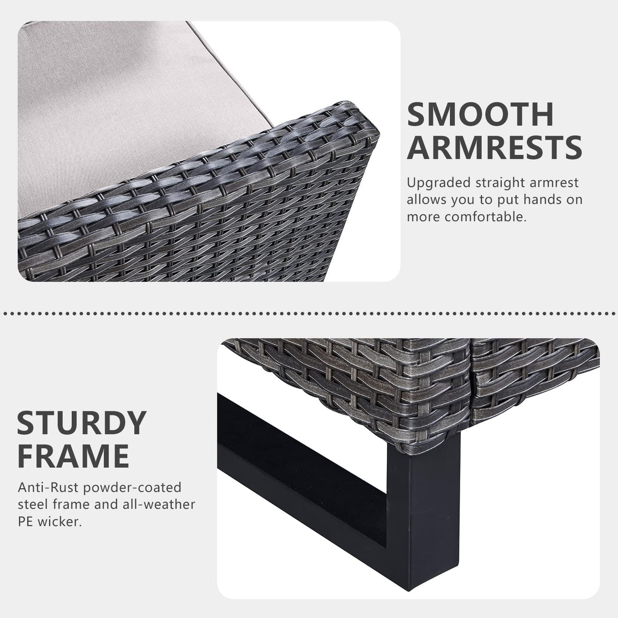 HUMMUH 6 Piece Patio Furniture Set Outdoor Sectional Sofa,PE Wicker Patio Swivel Rocker Chairs with Ottomans Side Table for Porch,Garden,Backyard HUMMUH