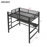 SOFTSEA Full Gaming Loft Bed with Desk & LED Lights, Heavy-Duty Metal Loft Bed with USB Charging Stations, Full Size Gaming Bed with Guardrails for Adults Kids Teens, Easy Assembly, Black SOFTSEA