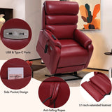 EONIX Dual Motor Lay Flat Power Lift Recliner Chair for Elderly, Breathable Faux Leather Electric Lift Chairs for Adults, 400lbs Heavy Duty Power Recliner with Heat and Massage, SLRY003061, Burgundy EONIX