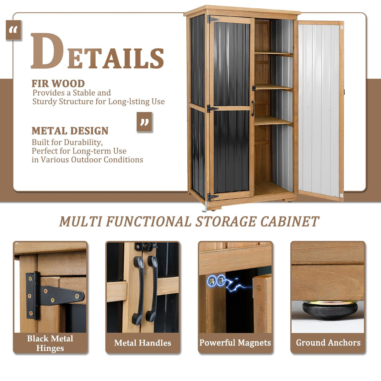 Outdoor Storage Cabinet Waterproof with Shelves, Outside Cabinets Weatherproof, Patio Backyard Pool Garden Garage Storage Cabinet Storage Shed Tool Organizer PetsCosset