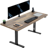 VIVO 60-inch Electric Height Adjustable 60 x 24 inch Stand Up Desk, Reclaimed Wood Solid One-Piece Table Top, Black Frame, Home & Office Furniture Sets, B0 Series, DESK-KIT-B06P VIVO