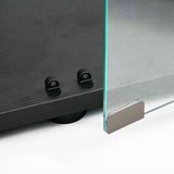 Yoluckea 4-Tier Glass Display Cabinet with Bluetooth LED Light Strip, 2-Door Floor Standing Curio Cabinet with Adjustable Feet and Mirror Back Panel, Black Glass Bookshelf for Collections, Wood Top Yoluckea