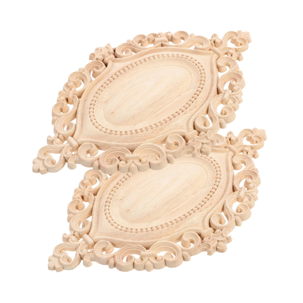 GRIRIW 2pcs Wood Carving Decals Carved Wood Appliques Floral Applique Wooden Carving Applique Peel and Stick Mirrors for Wall Carved Wood Wall Art Panel Floor 3D Semi-Finished Product GRIRIW