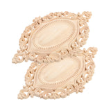 GRIRIW 2pcs Wood Carving Decals Carved Wood Appliques Floral Applique Wooden Carving Applique Peel and Stick Mirrors for Wall Carved Wood Wall Art Panel Floor 3D Semi-Finished Product GRIRIW