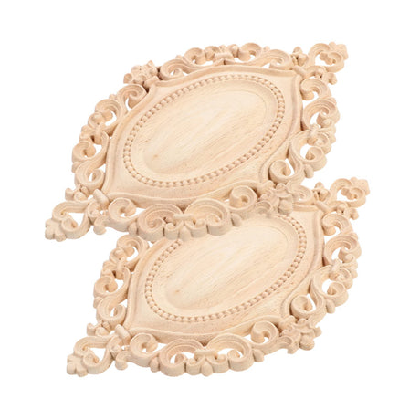 GRIRIW 2pcs Wood Carving Decals Carved Wood Appliques Floral Applique Wooden Carving Applique Peel and Stick Mirrors for Wall Carved Wood Wall Art Panel Floor 3D Semi-Finished Product GRIRIW