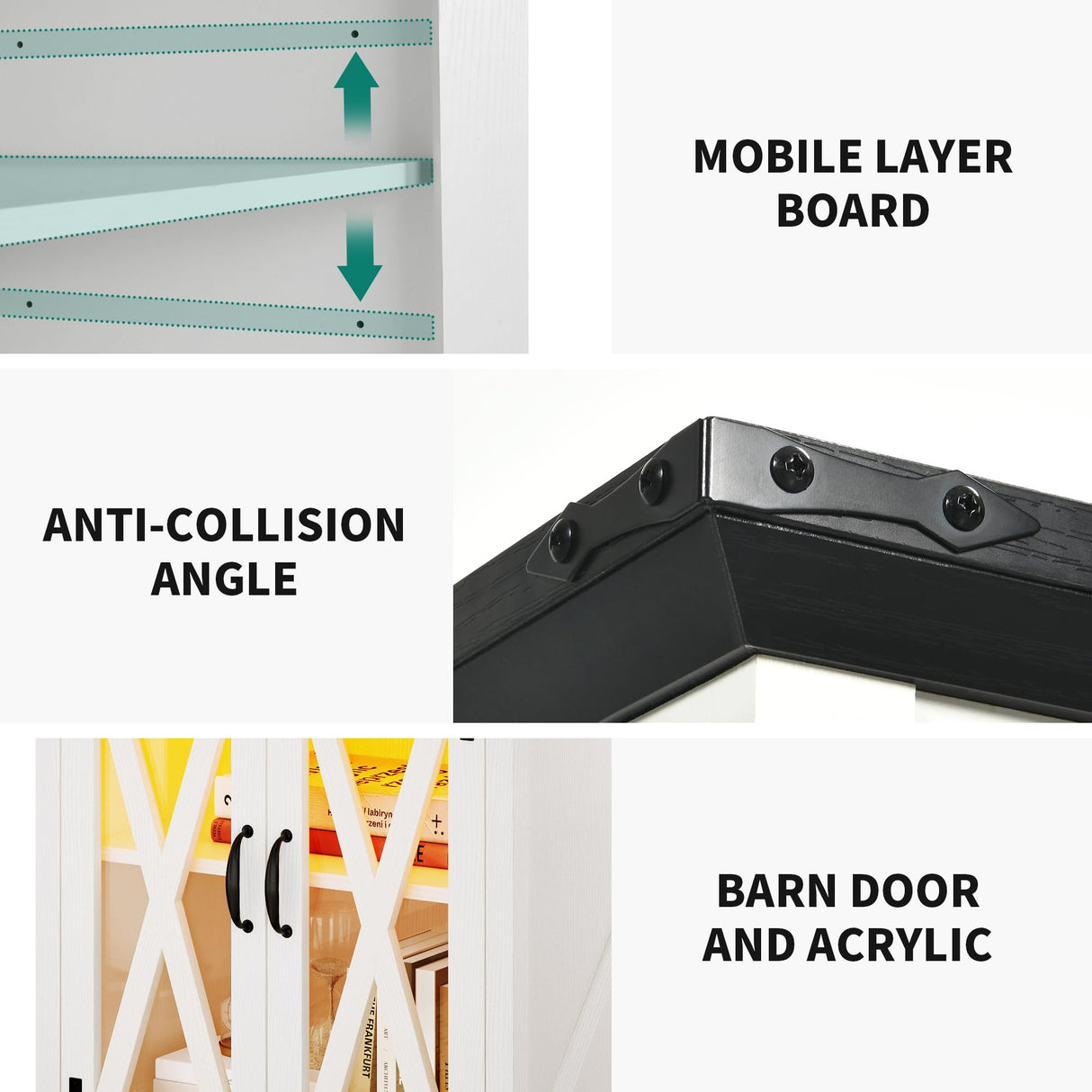 DWVO Farmhouse End Table, Sofa Side Coffee Table with Charging Station and LED Lights, Nightstand with Adjustable Storage Shelf, Bedside Table for Living Room, Bedroom, White DWVO