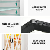 DWVO Farmhouse End Table, Sofa Side Coffee Table with Charging Station and LED Lights, Nightstand with Adjustable Storage Shelf, Bedside Table for Living Room, Bedroom, White DWVO