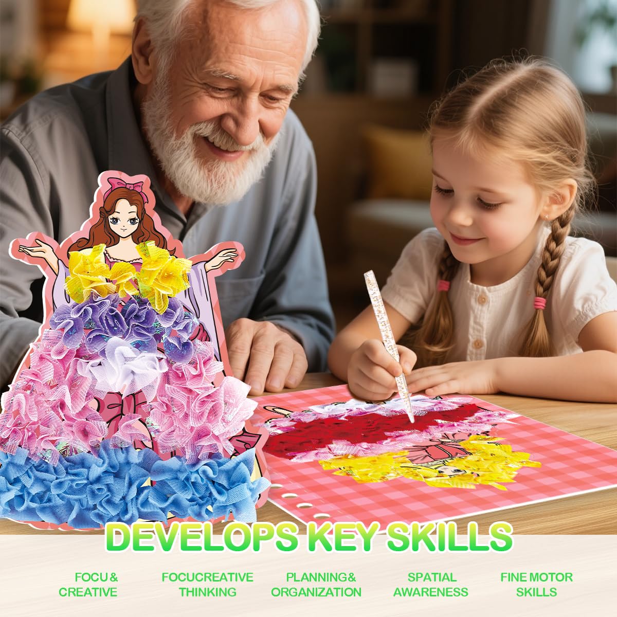 BLXIN Poke-Art Princess Craft Kit, Girls DIY Paper Art Set with Castle, Creative Educational Activity,Crafts Gifts for Girls Ages 3-8, DIY Activity BLXIN