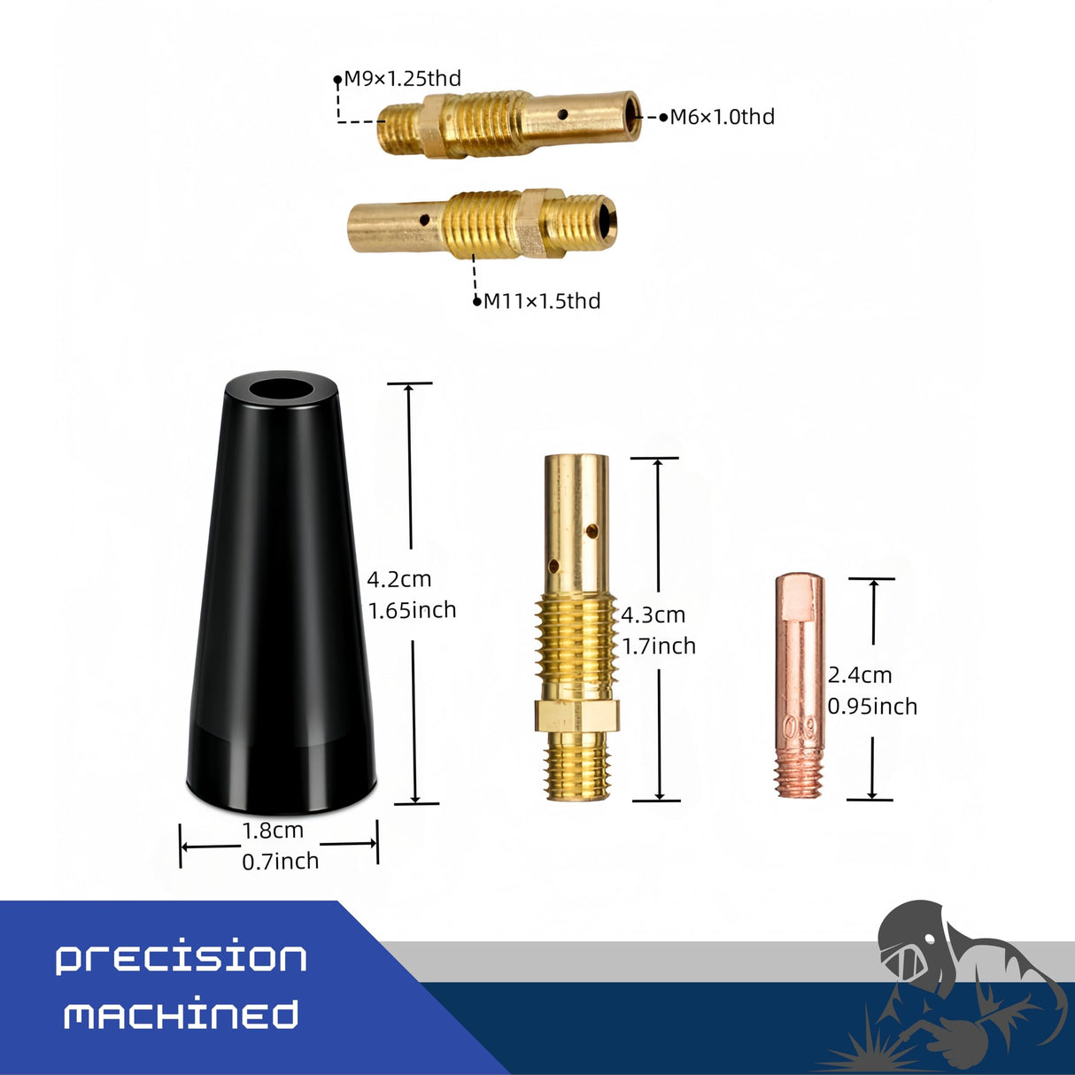 24PCS Flux Core Gasless Nozzle Welding Kit Flux Core Gasless Nozzle Contact Tips Replacement MIG Welder Accessories,Compatible with Lincoln,Eastwood and more (.030" & .035"） TimelyDu
