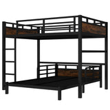 Full XL Over Full XL Bunk Bed with Headboard and Full Length Guardrail, Separable Bunk Bed, Heavy Duty Bunk Beds Can Turns Into Loft Bed and Platform Bed, Black Bellemave