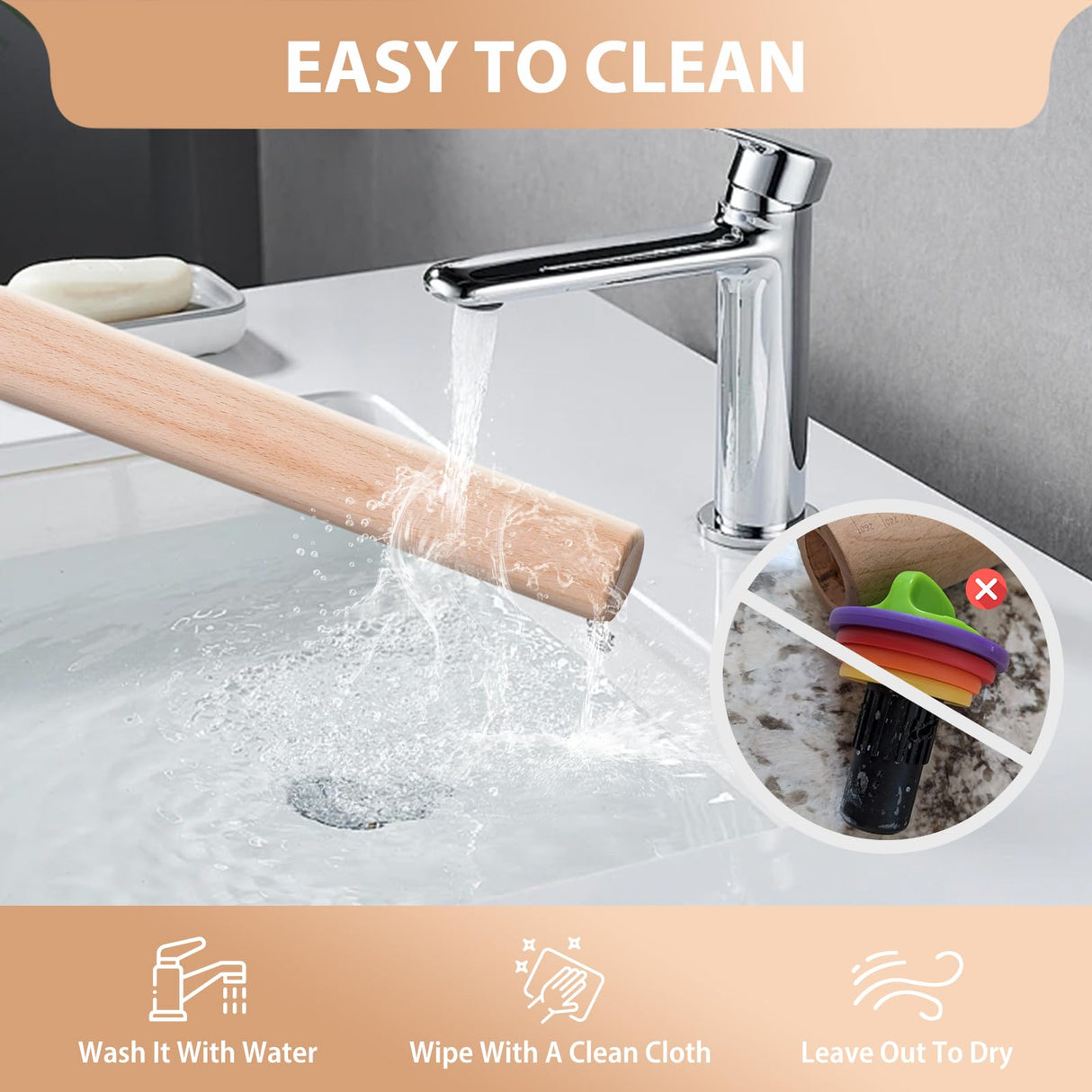 Adjustable Wood Rolling Pin with Thickness Rings for Baking -Non Stick Wooden Dough Roller Pin with Spacer Bands for Cookie,Pie Crust, Pastry Fondant and Bread By Folksy Super Kitchen (15.8, Grey) Folksy Super Kitchen