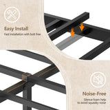 Furnulem Queen Bed Frame with Storage Headboard and LED Lights, Metal Bedframe with Charging Station and USB Port, Queen Size Platform Bed with Heavy Duty Slats, No Box Spring Needed, Black Oak Furnulem