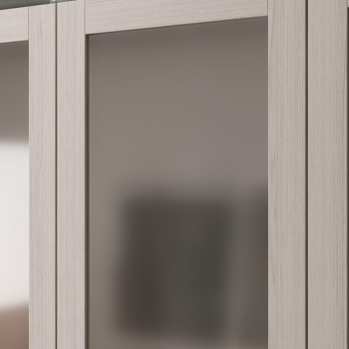 Homsee Armoire Wardrobe Closet with 4 Frosted Glass Doors, Hanging Bars, Shelves & Drawers, Wooden Closet Storage Cabinet for Bedroom, Warm Grey (63”L x 19.7”W x 70.9”H) Homsee