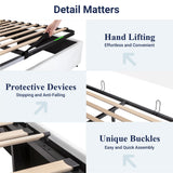 Allewie Full Size Velvet Lift Up Storage Bed, Modern Wingback Headboard, Hydraulic Support, No Box Spring Needed, White Allewie