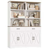 HOSTACK 69" Tall Book Shelf and Bookcase, 47" Wide Bookshelf with Doors and Drawers, 6 Tier Large Wood Bookcases with Storage Cabinet, Modern Farmhouse Display Shelf for Living Room, Office, White HOSTACK