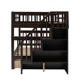 Harper & Bright Designs Full Over Full Bunk Bed with Stairs and Storage Drawers, Solid Wood Full Bunk Bed Frame for Kids Teens Adults - Espresso Harper & Bright Designs