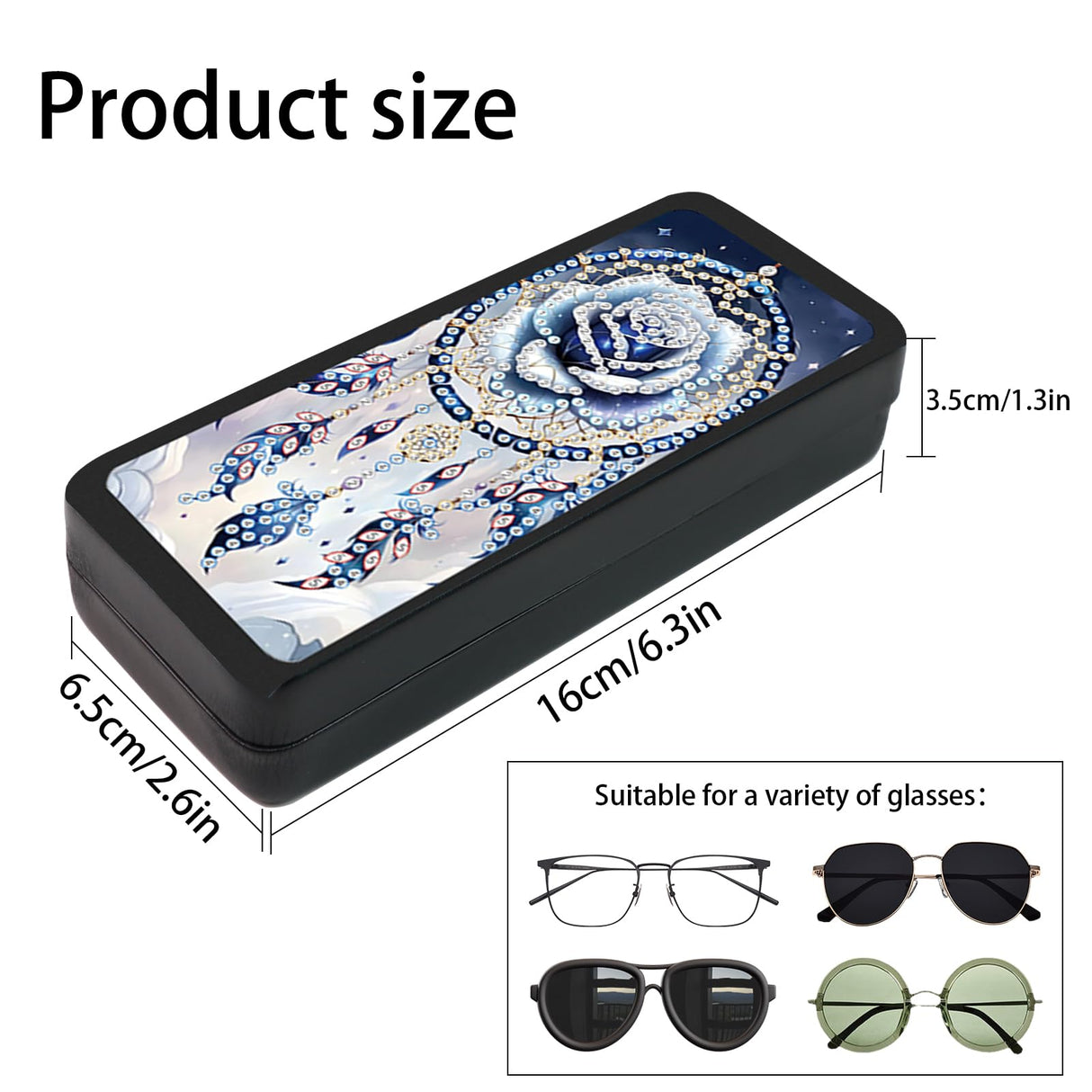 5D Diamond Painting Eye Glass Case Glasses Storage Box, DIY Dreamcatcher Net Diamond Art Painting Sunglass Case for Adults, Handmade Diamond Art Glasses storage Art Craft Gift Travel Sunglass LazyFold