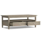 SIMPLIHOME Warm Shaker SOLID WOOD 48 Inch Wide Rectangle Transitional Coffee Table in Distressed Grey, For the Living Room and Family Room SIMPLIHOME