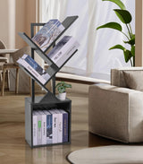 YSVCO 4 Tier Book Tree Bookshelf, Wooden Small Book Shelf with Storage Cabinet, Modern Freestanding Bookcase, Floor Standing Display Organizer for Small Spaces, Living Rooms, Home Offices,Black BS34BS YSVCO