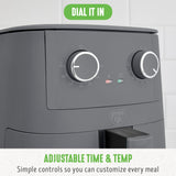 GreenLife 4.5QT Mechanical Air Fryer, PFAS-Free Ceramic Nonstick Crisper Drawer, Adjustable Temperature Timer Dial, LED Indicator, Holiday Gifting, Dishwasher Safe, Compact Kitchen Essential, Graphite GreenLife