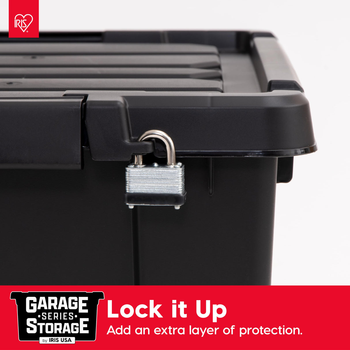 IRIS USA 20 Gallon Lockable Storage Bins with Lids, 6 Pack - Made in USA, Heavy Duty, Stackable Containers, Garage Organizing Bins Moving Tubs, Rugged Sturdy Equipment Utility Box - Black Iris Ohyama