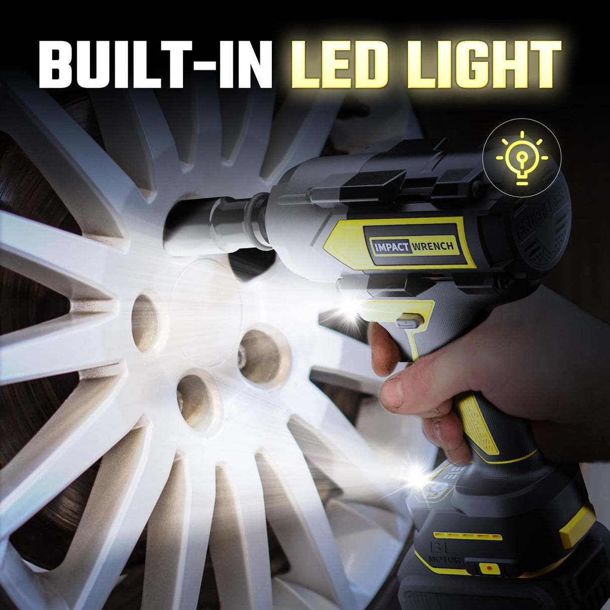 VERVEWAVE 1200N.m Impact Wrench for DeWalt 20V Battery (no battery), 20V 1/2” Cordless Impact Gun, 900Ft-lbs Electric Impact Driver with 3-Speed Control, 6 Pcs Impact Sockets Included, Tool Only VERVEWAVE