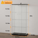 Casaphoria RGB Glass Display Cabinets, 4-Tier Display Cabinets with Glass Doors, Double-Doors Curio Cabinets, Toy Display Cabinets and Curio Cabinets for Collectibles Casaphoria