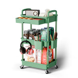 Sorgion 3 Tier Small Rolling Cart Organizer,Laundry Room Bathroom Organizers and Storage Office Shelves Mobile Shelving Unit Kitchen Trolley Cart with Wheels for Art,Craft,Diaper,Bedside,Snack(Green) Sorgion