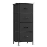 SONGMICS Dresser for Bedroom, Chest of Drawers, Steel, MDF, 4 Non-Woven Fabric Drawers, Storage Organizer Unit, Closet, Entryway, Ink Black and Ebony Black ULGS314B01S SONGMICS