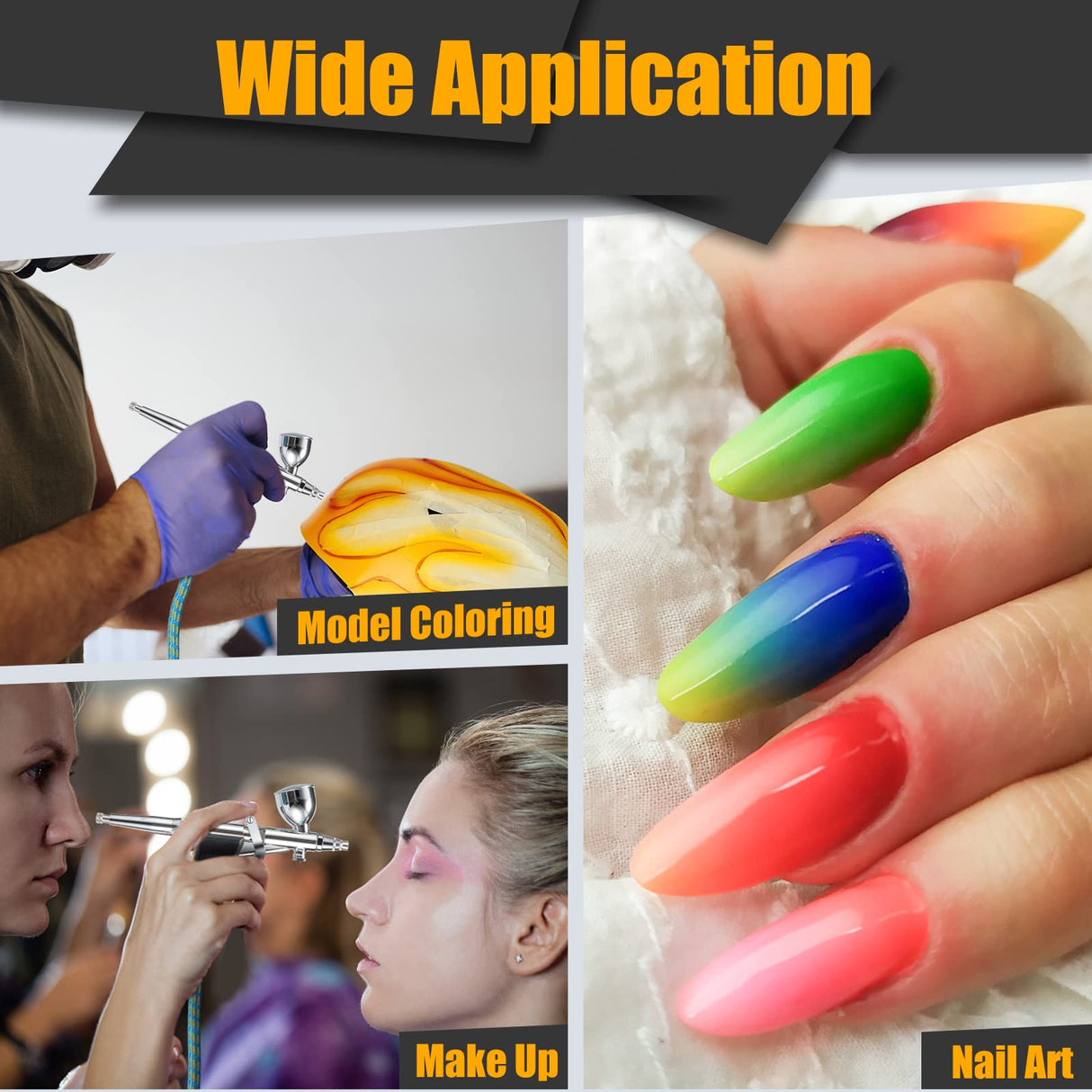 Airbrush Kit, Air Brush Painting Set, Double Action Trigger Airbrush Gun with 0.3mm/0.5mm/0.8mm Needles, 2cc/5cc/13cc Paint Cup, Airbrush Spray Tool Set for Painting Nails Cake Tattoo Makeup BetyBedy