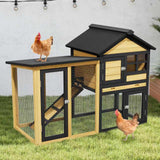 XiliqingEco Chicken Coops Outdoor Wooden Double-Decker Chickens with Deep Push-Pull Trays, Non-Slip Slopes, Waterproof Asphalt Roof Suitable for a Variety of Animals (Yellow Black) XiliqingEco