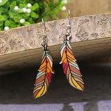 KaFu Bohemian Vintage African Natural Wood Leaf Drop Earrings Geometric Earrings Lightweight Colourful Wood Leaf Dangle Earrings for Women Gifts (leaf) KaFu