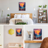 GDYEEH DIY 5D Sunset Diamond Art Kits, Kitten Full Round Drill Sparkling Cat Diamond Painting Picture, Flowers Diamond Painting Art Kits Craft for Adults Beginners, Home Wall Decor 12x16inch GDYEEH