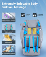Stylish Massage Chair Full Body Zero Gravity Massage Chair Rocking Sleep Mode 3D SL Yoga Stretch Massage with Heat 12+ Modes Upgraded Calf +11cm Wireless Phone Charge Screen Touch Large Size White UIIU