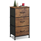 WLIVE Dresser with 3 Drawers, Fabric Nightstand, Organizer Storage Dresser for Bedroom, Hallway, Entryway, Closets, Sturdy Steel Frame, Wood Top, Easy Pull Handle, Rustic Brown Wood Grain Print WLIVE