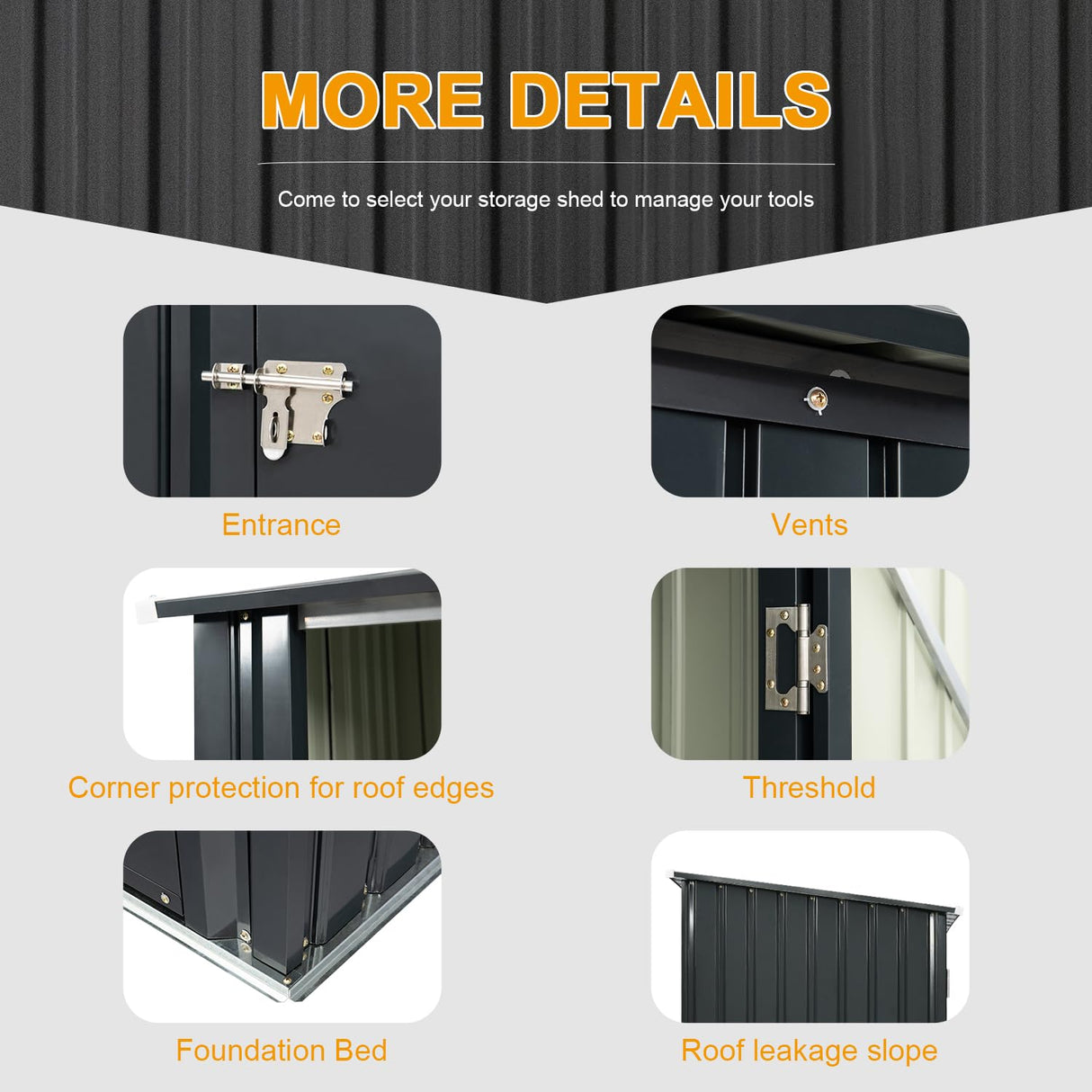 Outdoor Storage Shed, 3 x 3 FT Metal Steel Garden Shed with Single Lockable Door, Small Shed Outdoor Steel Utility Tool Shed for Backyard Patio Garden Lawn, Grey 4ever2buy