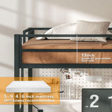 LIKIMIO Twin Loft Bed with Desk, Power Outlet, LED Lights – Space-Saving Metal Frame in Black LIKIMIO