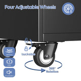 GLADIW Metal Storage Cabinet with Wheels, Steel Storage Cabinet with 2 Drawers and 2 Adjustable Shelves for Homes, Offices, Kitchens, Schools and Pantries GLADIW